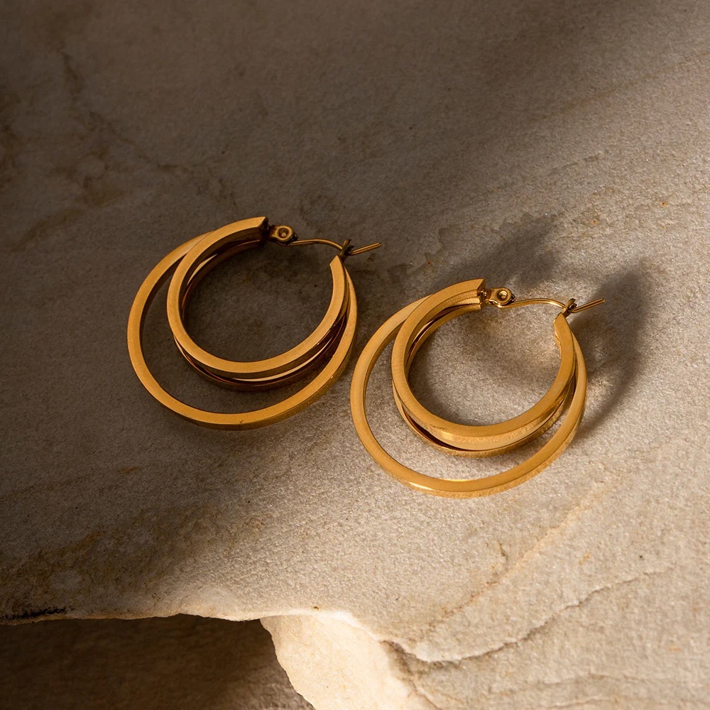 18K Gold Plated Hoop Earrings*Lightweight Earrings